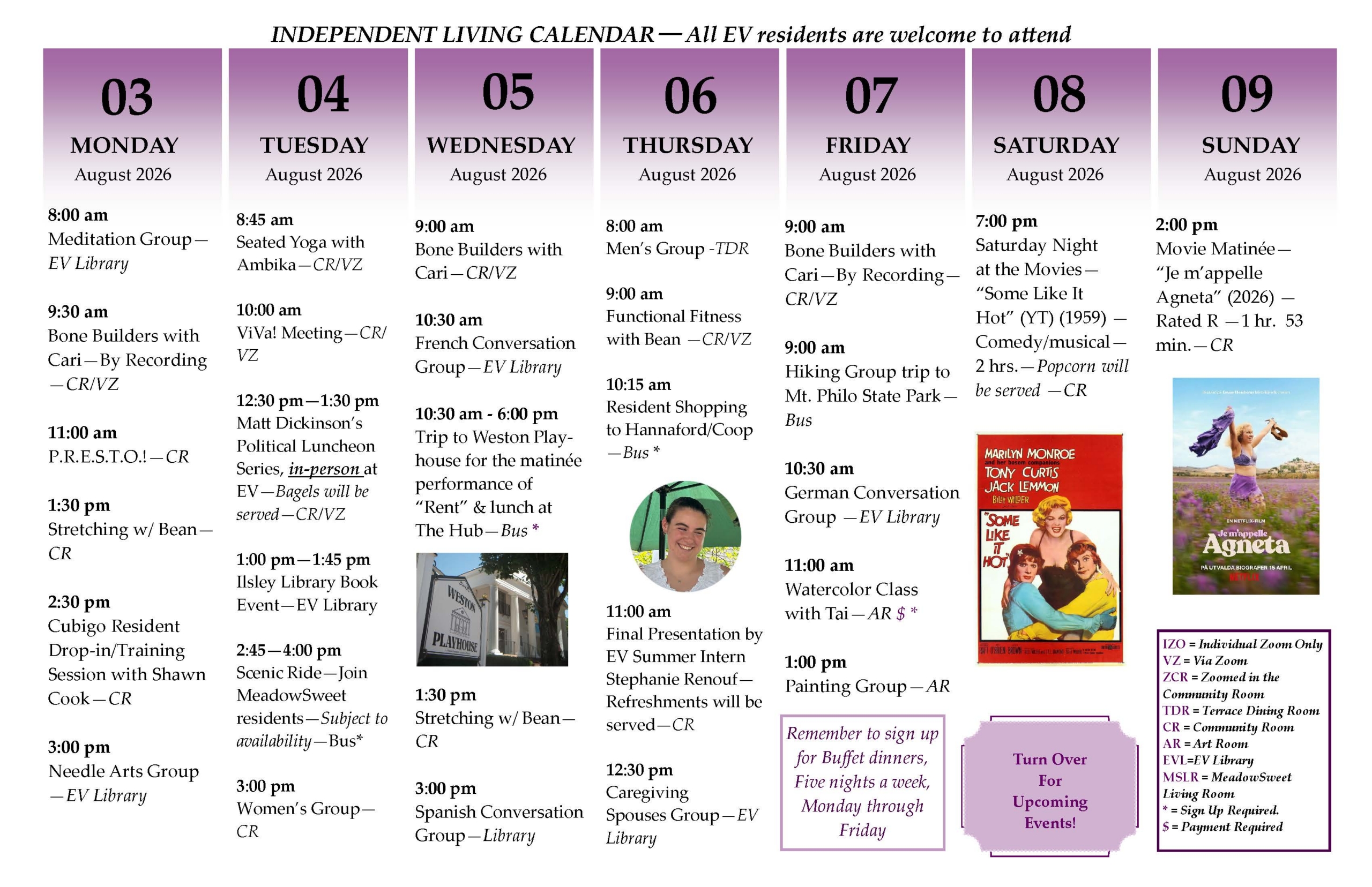 Activities Calendar